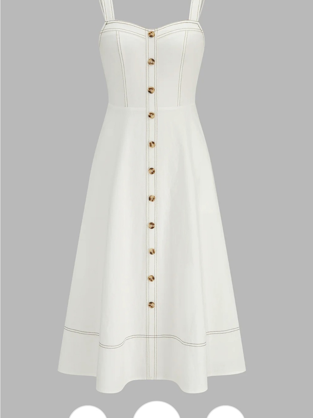 Commense White Button-Front Midi Sundress